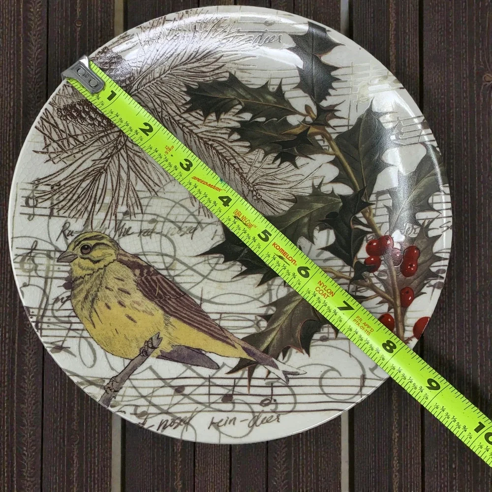 NEW Vintage Y2K Pottery Barn Christmas Songbird Floral Set 4 8.25